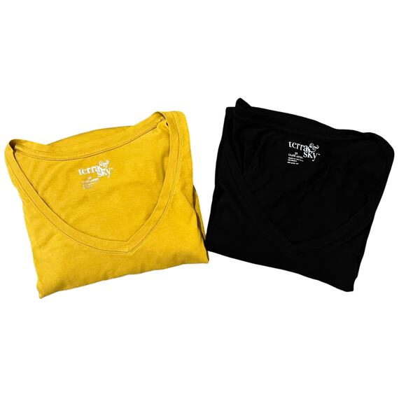 Terra & Sky Women's Long Sleeve Bundle of Two 3X Black Yellow Classic Casual - Picture 1 of 8